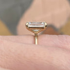 4 Carat Moissanite Emerald Cut Engagement Ring W/ 14k Yellow Gold Flush Setting