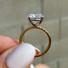 Molly Solitaire 3.75ct Moissanite Engagement Ring w/ Hidden Halo & 14k (2-tone) White & Yellow Gold Band (Size 5.25) - TOVAA