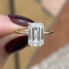 Kate 4 Carat Emerald Moissanite Engagement Ring W/ 14k Yellow Gold Flush Setting 