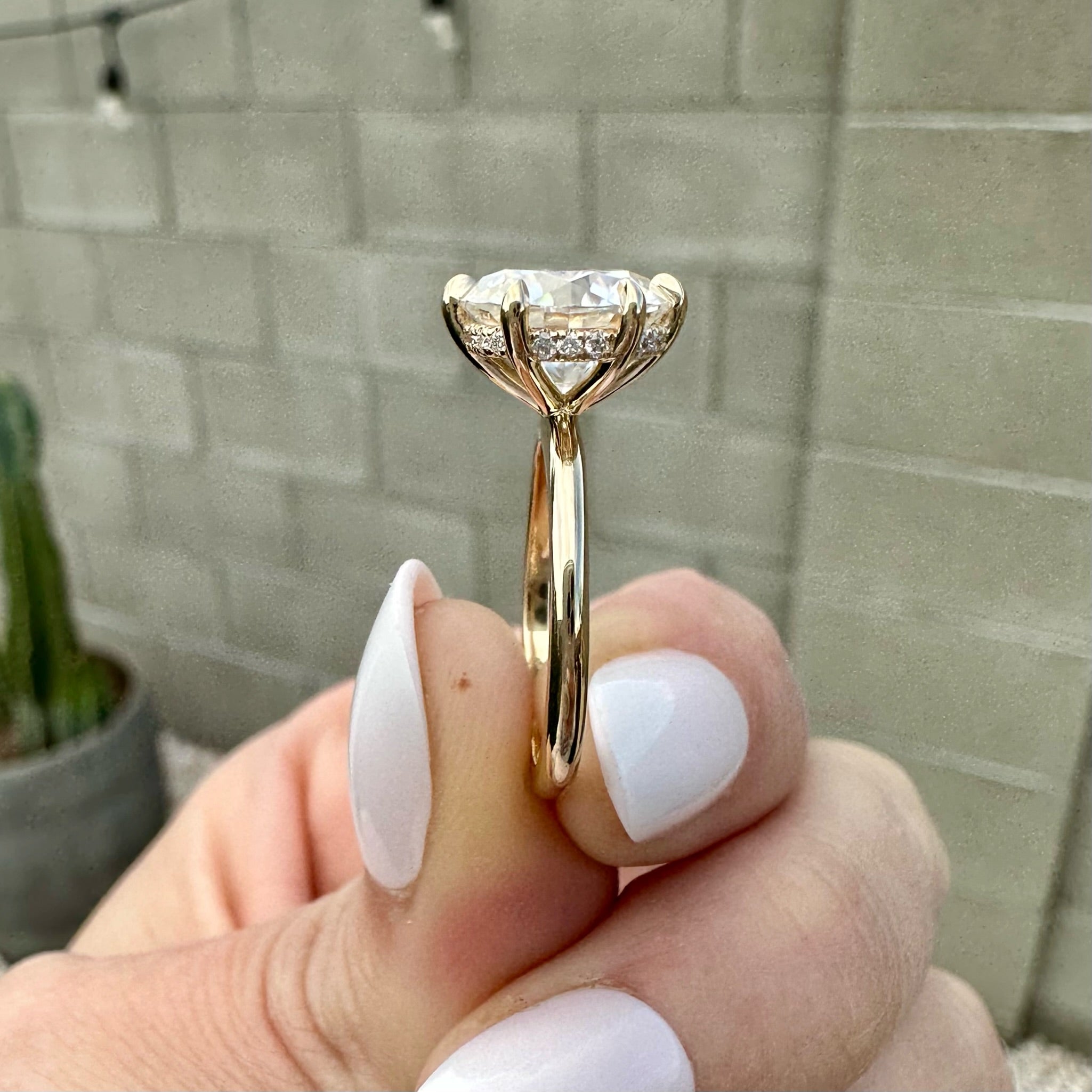 Danielle Solitaire 3.5 Carat Colorless Round Moissanite Ring with Hidden Halo and 14k Gold Band