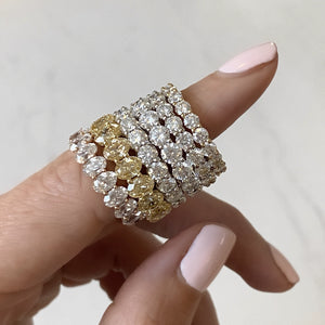 Faith Oval Moissanite Eternity Band w/ Canary Yellow Moissanite (Size 6.75) - TOVAA