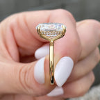 Olivia FLUSH 6.2 Carat Oval Moissanite Engagement Ring w/ Hidden Halo in 14k Yellow Gold - TOVAA