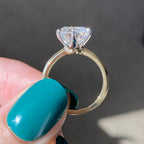 Liv 3ct Round Cut Moissanite Engagement Ring in Size 5.5 w/ Hearts & Arrows Cut and 14k Yellow Gold Band - TOVAA